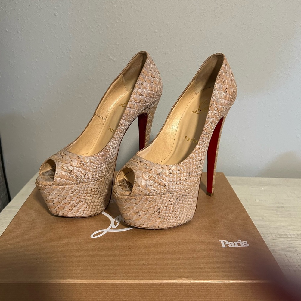 Christian Louboutin Tan Platform Shoes